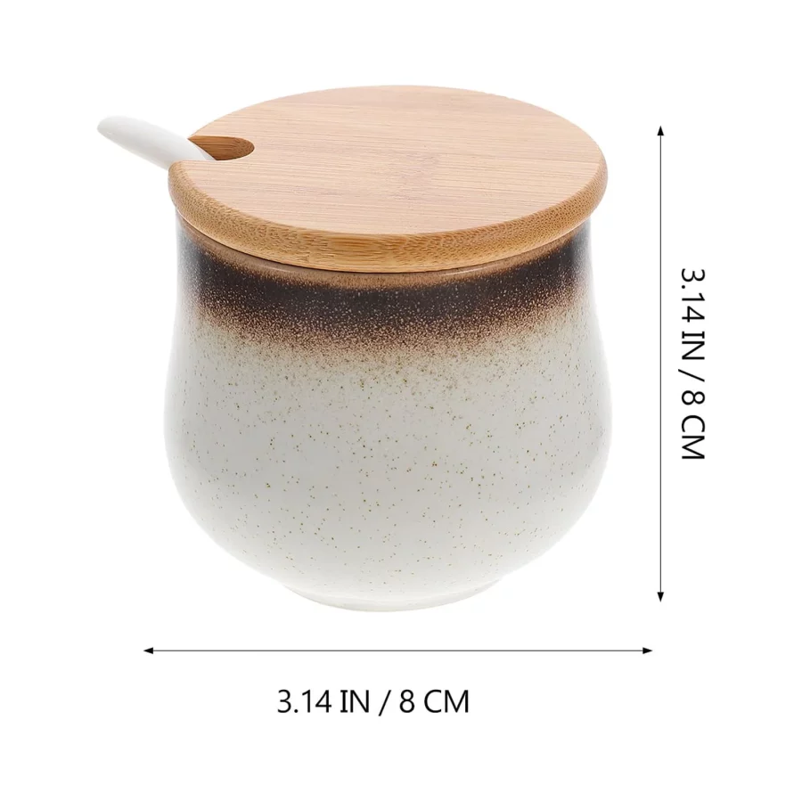 1 Set Ceramic Spice Jar Household Condiment Pot Seasoning Jar with Spoon - Image 2