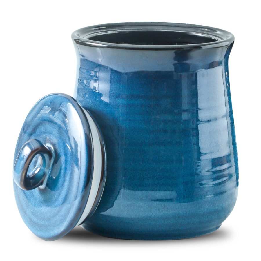 Kitchen Canister, 88 OZ Ceramic Coffee Container Cookie Jar with Airtight Lid for Countertop, Large Food Storage Jar for Serving Sugar,Flour,Spice,Salt,Candy,Treat,Snack,Dog Cat food (Blue)
