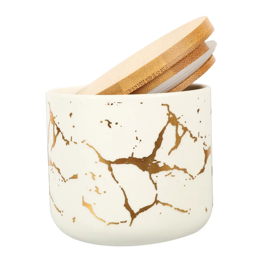 Spice Jar with Bamboo Lids Ceramic Grain Storage Tank Containers for Food Condiment Tea Nordic Ceramics