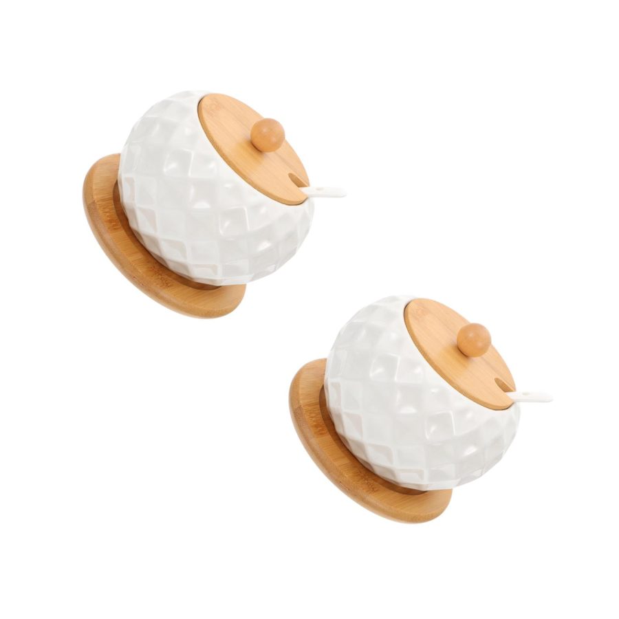 2 Sets  Kitchen Spice Seasoning Jar Condiment Storage Ceramic Pot Seasoning Jar