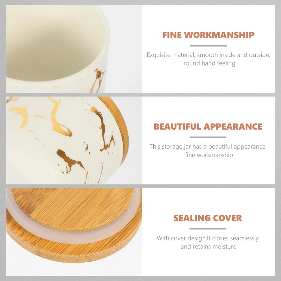 Spice Jar with Bamboo Lids Ceramic Grain Storage Tank Containers for Food Condiment Tea Nordic Ceramics - Image 2