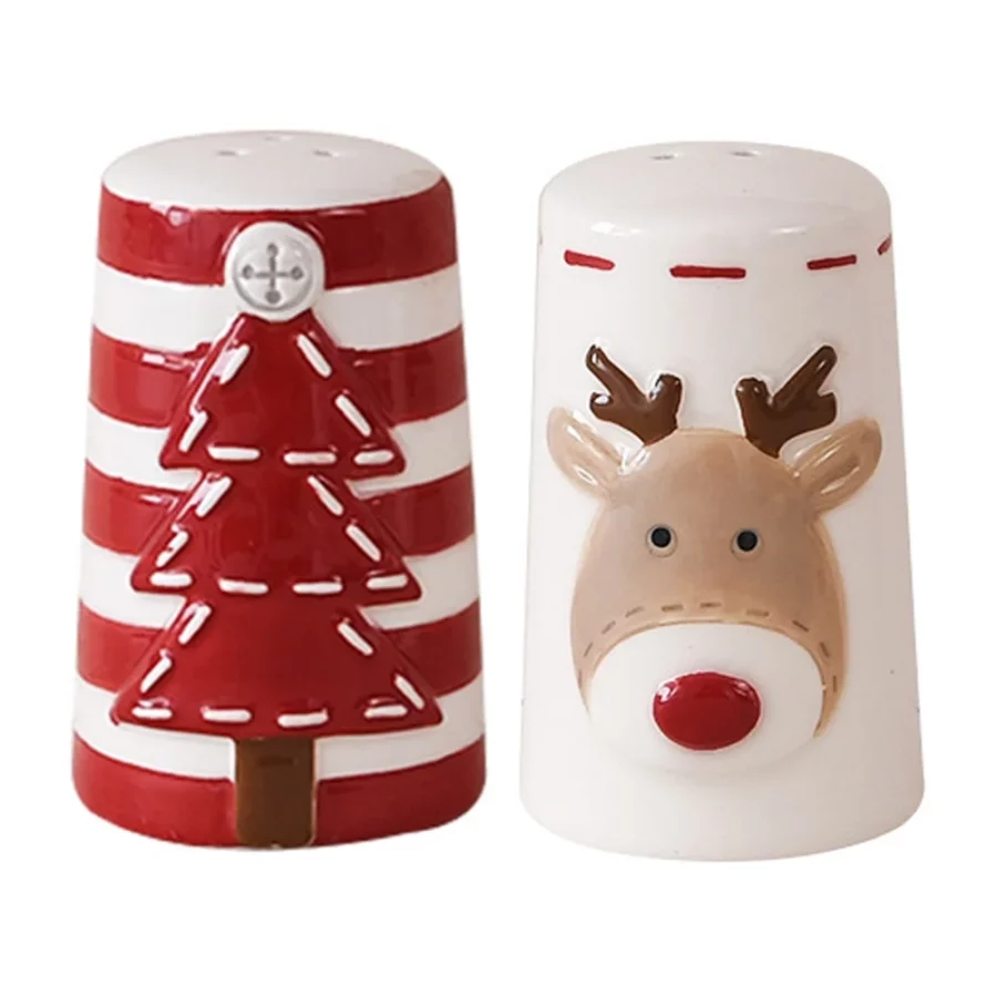 2pcs Shaker Christmas Jar Ceramic Spice Jar Counter Spice Shaker