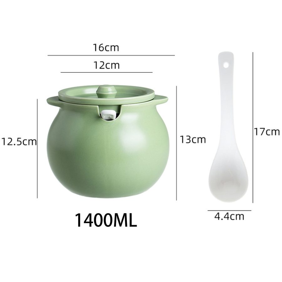 Ceramic Seasoning Container, Sugar Bowl Porcelain with Lid and Spoon, Ceramic Spice Jars, Spice Box,Ceramic Salt Shaker, Ceramic Salt Storage Jar, Sugar Pot Seasoning Container - Image 2