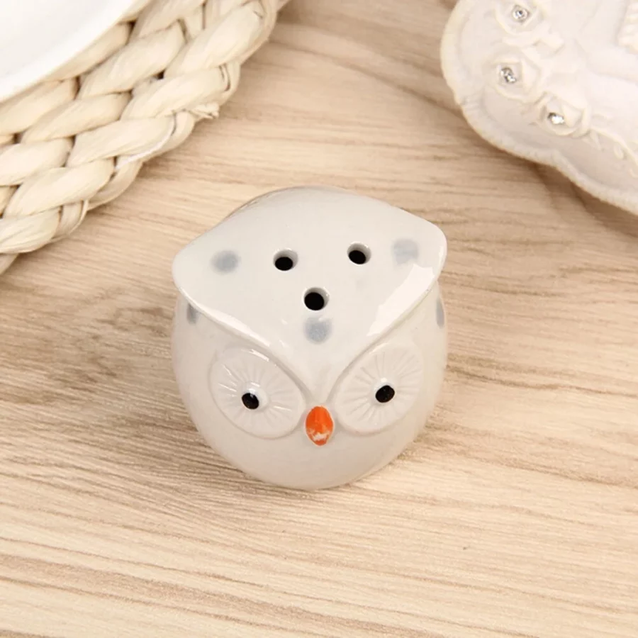 4 Pcs Ceramic Seasoning Pot Owl Shaped Spice Jars Storage Jars Seasoning Box for Kitchen (White) - Image 2
