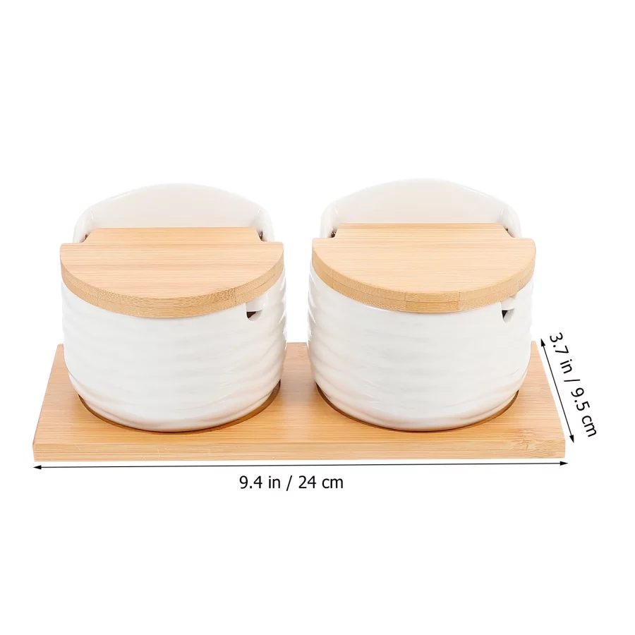 1 Set Ceramic Kitchen Condiment Pots Spice Jars Pepper Containers - Image 2