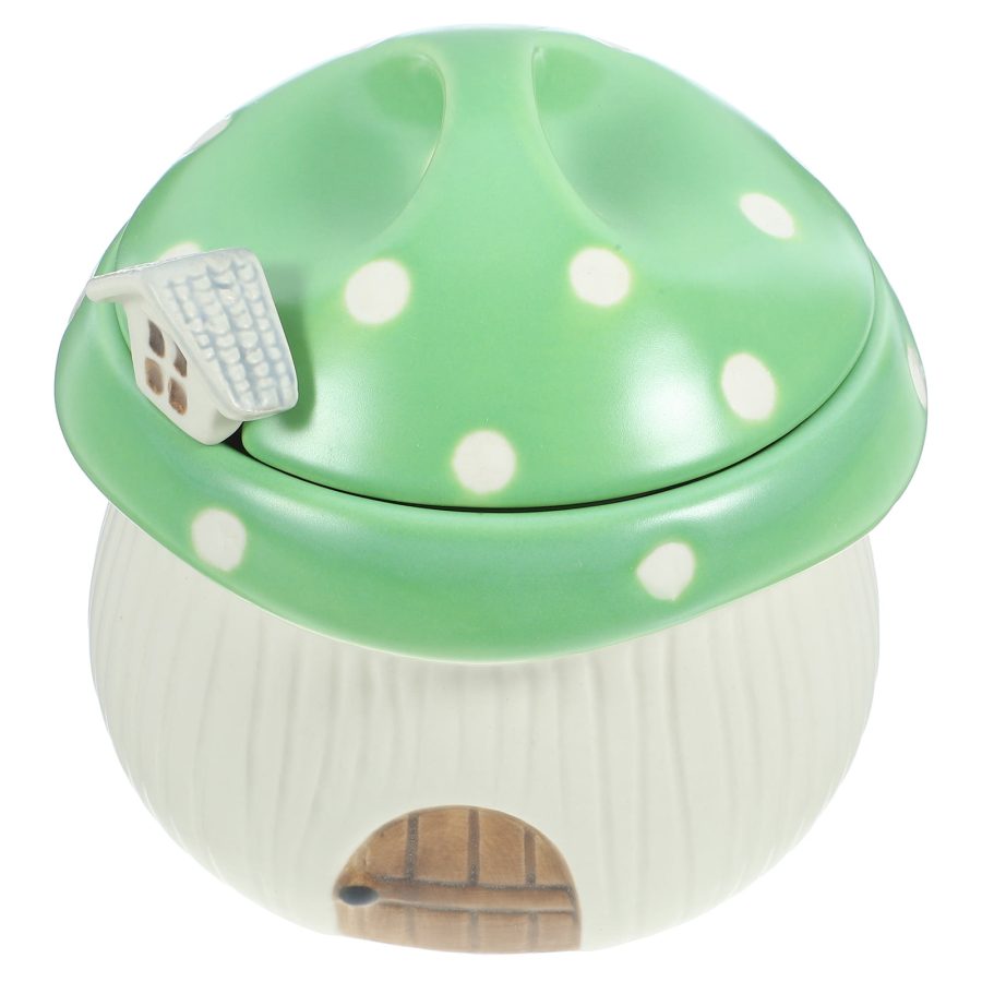 Mushroom House Shaped Ceramic Jar for Spice Countertop Salt Jar Kitchen Seasoning Jar Canister - Image 2